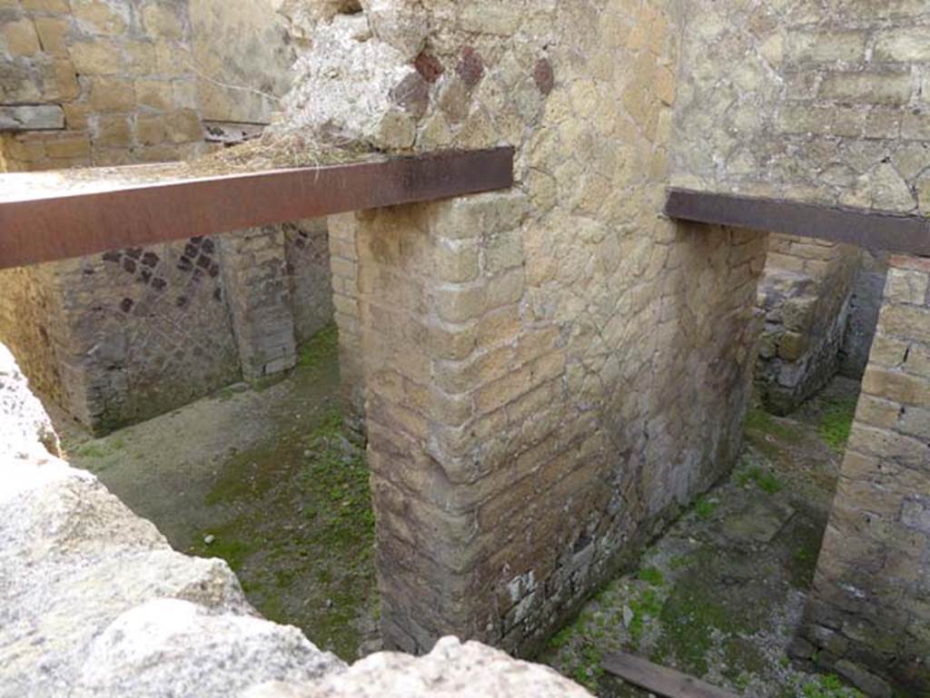 IV.19 Herculaneum, October 2014. Looking towards doorway of room 6 on right, at rear of iv.19, and doorway to room 5, centre left. Photo courtesy of Michael Binns.